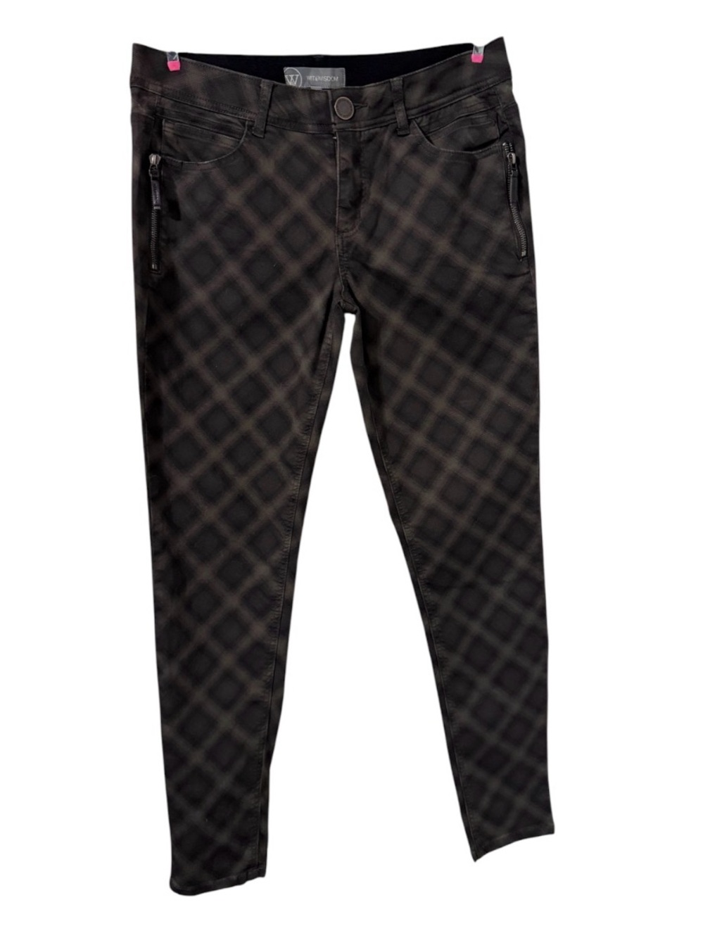 Wit & Wisdom Dark Plaid Pattern Skinny Pants